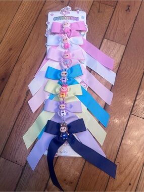 Cutesters Bunny Ribbon Hair Bows - Multi Pink Blue Yellow Purple Navy